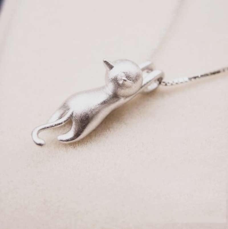 Katt Halsband | 925 Silver Halsband med Katt Hänge