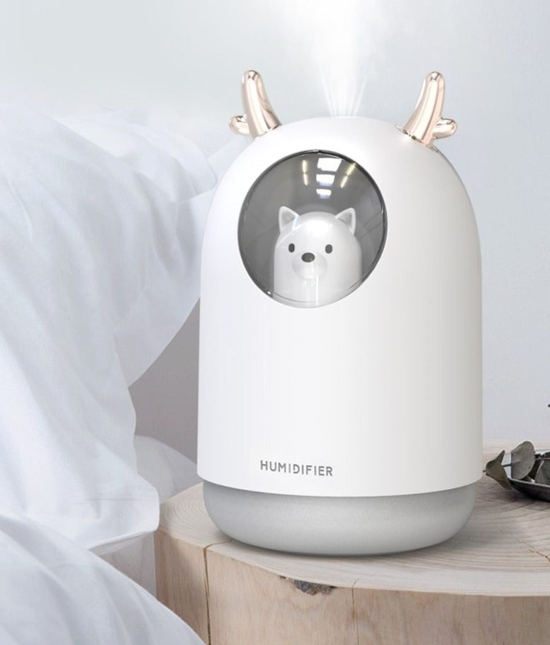 Ultraljudsfuktare med LED-nattljus för barnrum – AirBear Mini