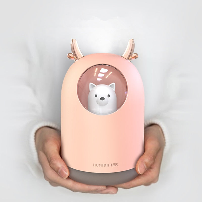 Ultraljudsfuktare med LED-nattljus för barnrum – AirBear Mini