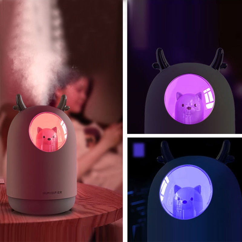 Ultraljudsfuktare med LED-nattljus för barnrum – AirBear Mini