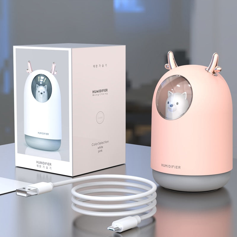 Ultraljudsfuktare med LED-nattljus för barnrum – AirBear Mini