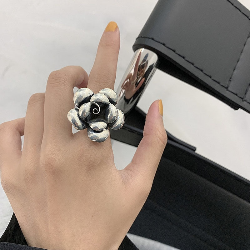 Foxver | Foxanry 925 Silver Blomringar för Kvinnor