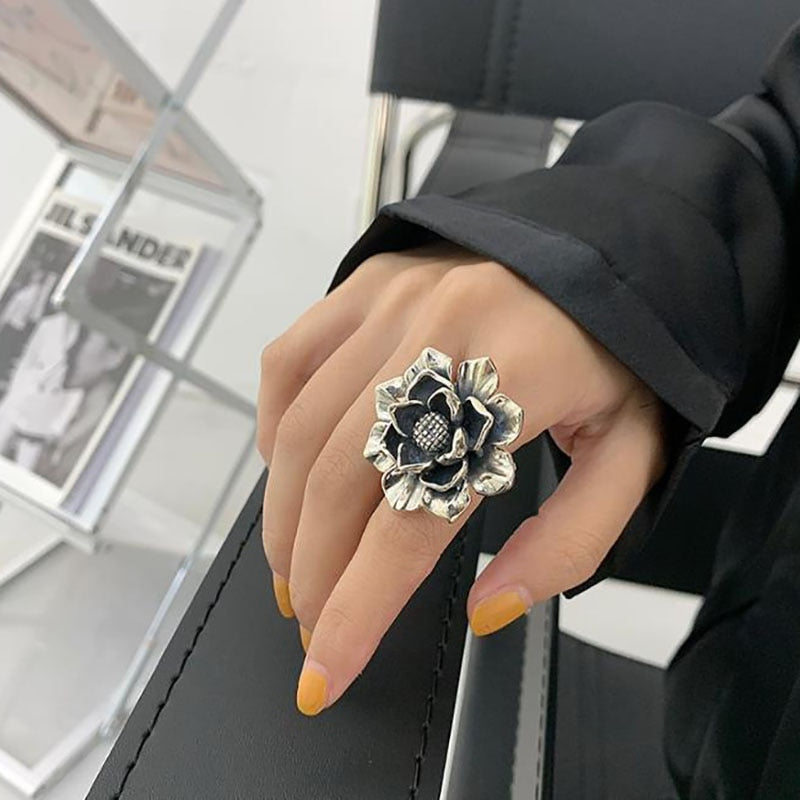 Foxver | Foxanry 925 Silver Blomringar för Kvinnor