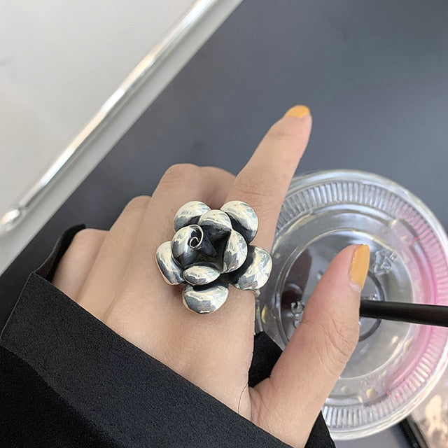 Foxver | Foxanry 925 Silver Blomringar för Kvinnor