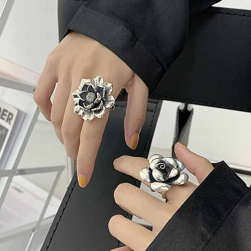 Foxver | Foxanry 925 Silver Blomringar för Kvinnor