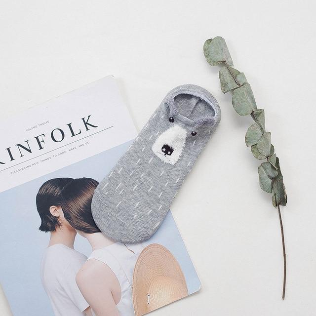 Sneakersockar med djuransikten och öron – Bomull Storlek 35–40 (Köp 2, få 2 GRATIS)