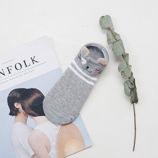 Sneakersockar med djuransikten och öron – Bomull Storlek 35–40 (Köp 2, få 2 GRATIS)