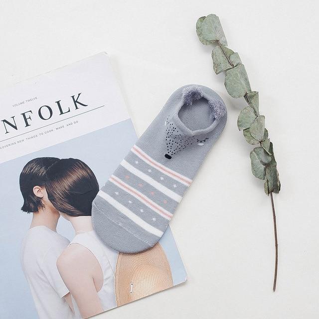 Sneakersockar med djuransikten och öron – Bomull Storlek 35–40 (Köp 2, få 2 GRATIS)