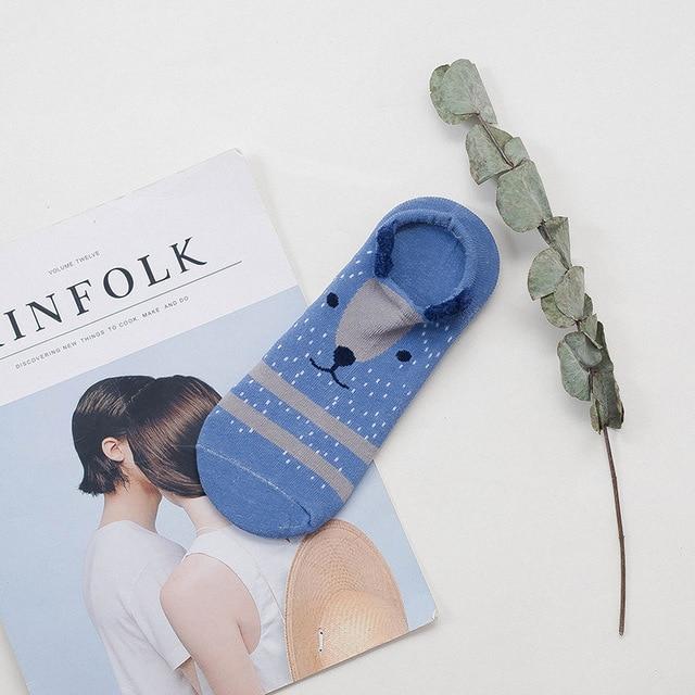 Sneakersockar med djuransikten och öron – Bomull Storlek 35–40 (Köp 2, få 2 GRATIS)