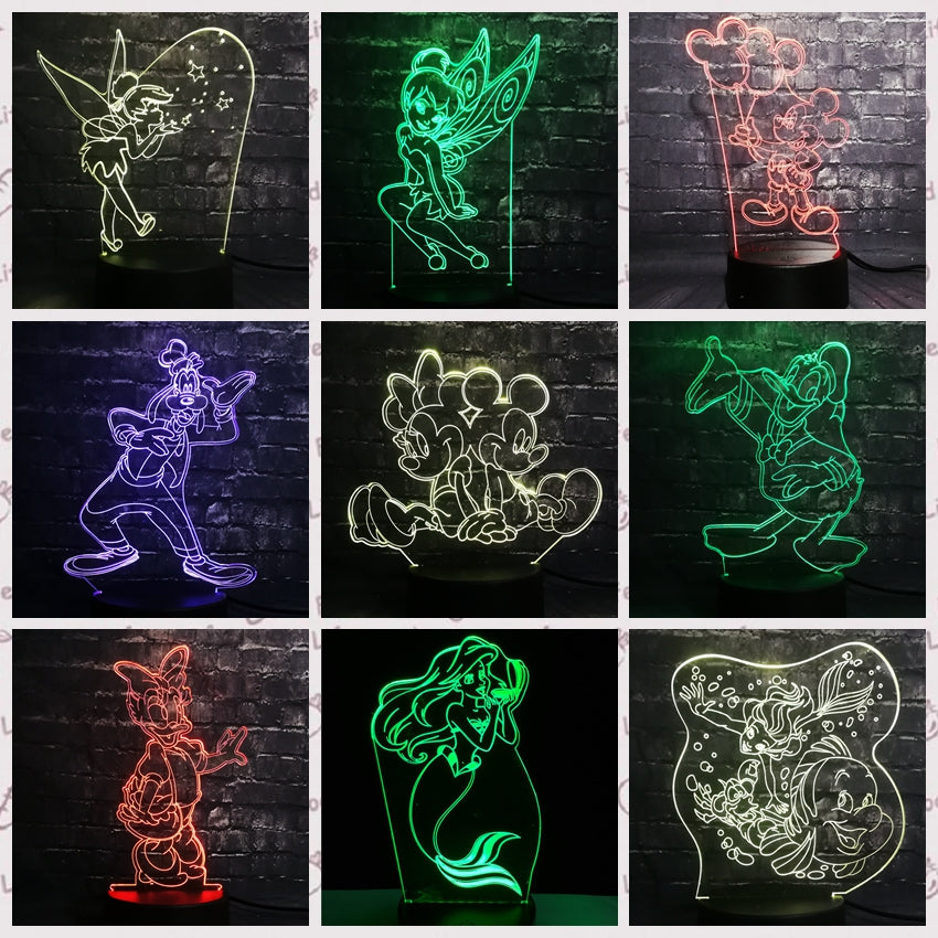 ToonLuxe 3D Nattlampa | Livlig Mickey & Minnie LED-sovrumslampa med fjärrkontroll