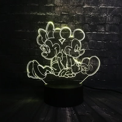 ToonLuxe 3D Nattlampa | Livlig Mickey & Minnie LED-sovrumslampa med fjärrkontroll