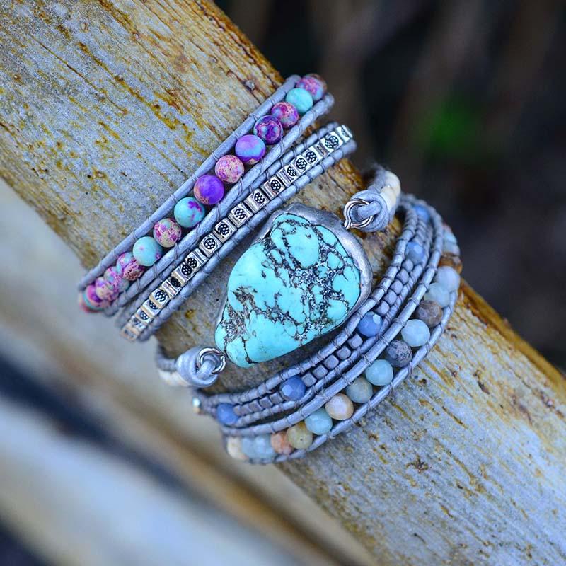 Turkos Helande och Skyddande Wrap Armband - Selina