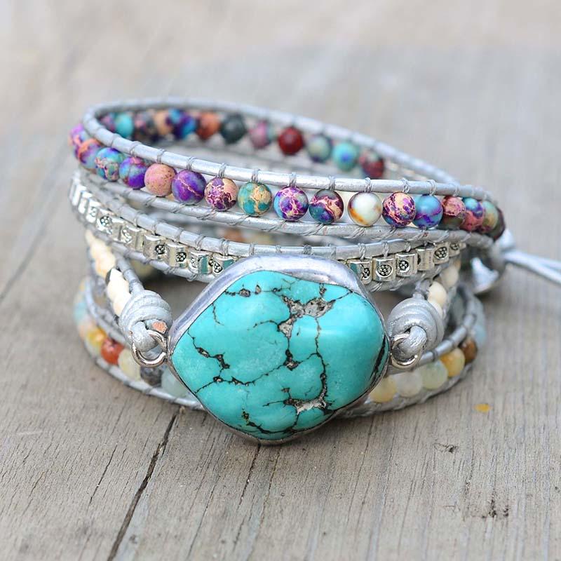 Turkos Helande och Skyddande Wrap Armband - Selina