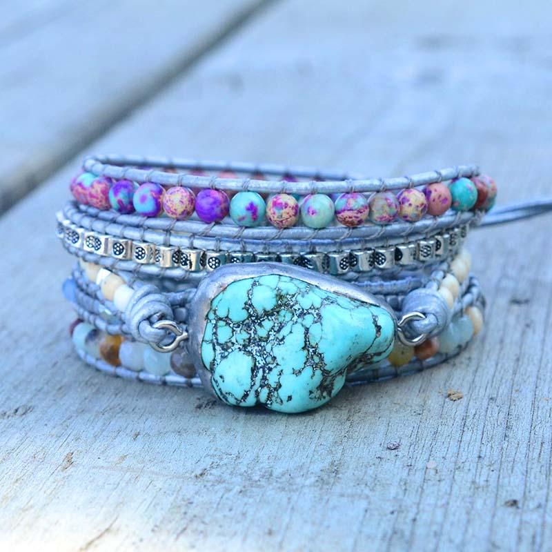 Turkos Helande och Skyddande Wrap Armband - Selina