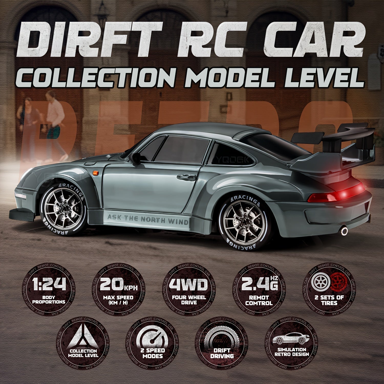 Ultimate Drift Racer 1:24 - RC Bil med Ljusande Hjul
