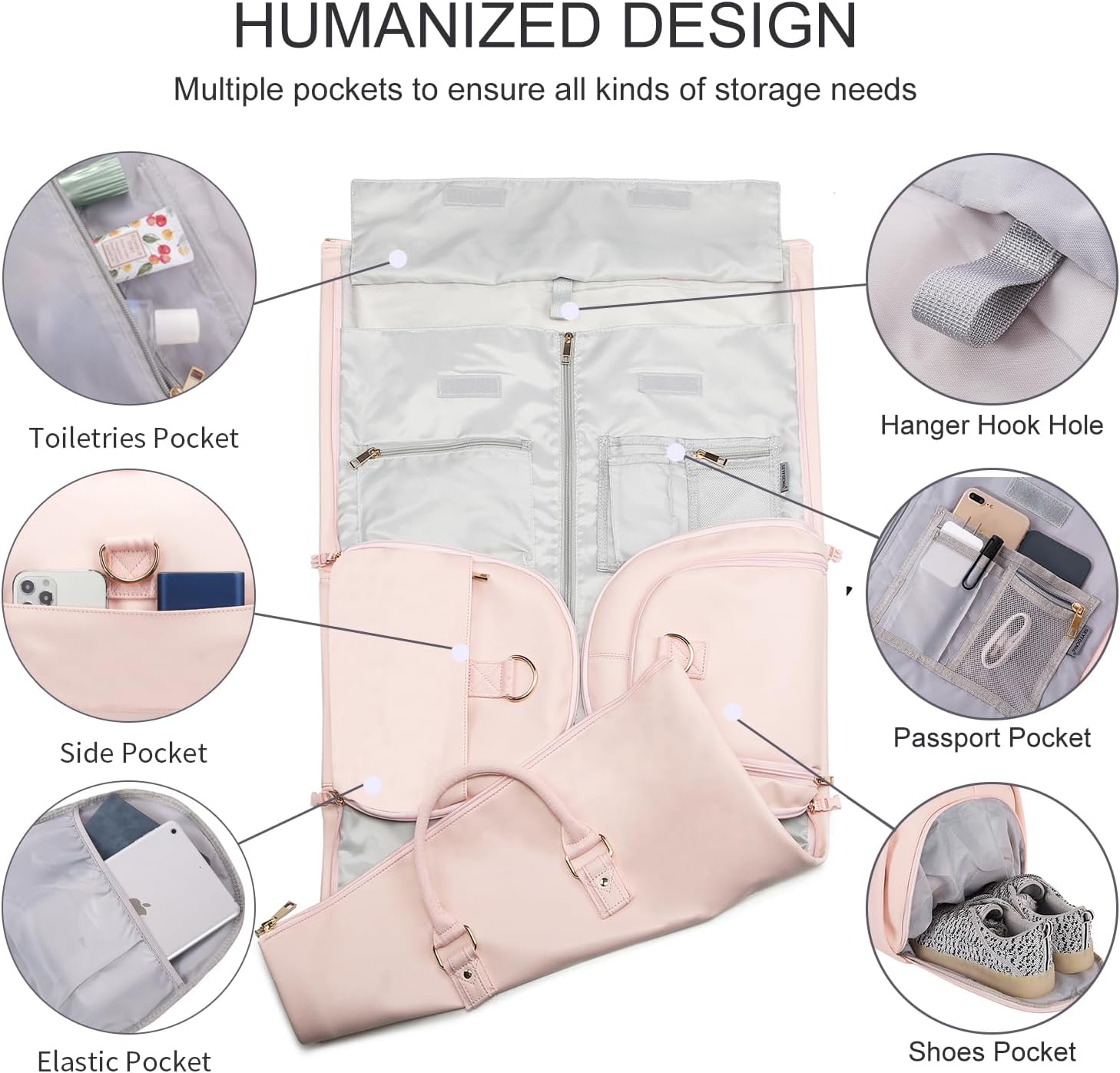 Konvertibel PU-läder Garment Duffel – Carry-On Weekend Resväska