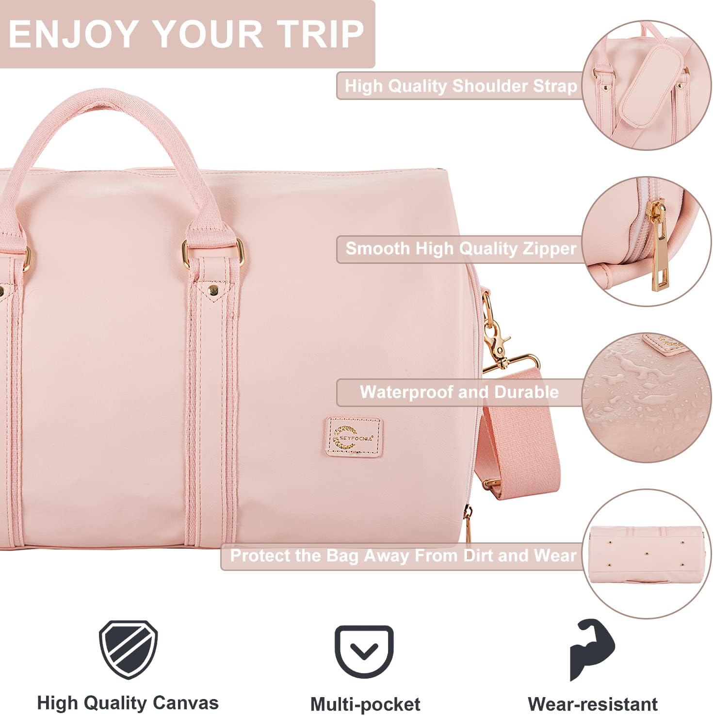 Konvertibel PU-läder Garment Duffel – Carry-On Weekend Resväska