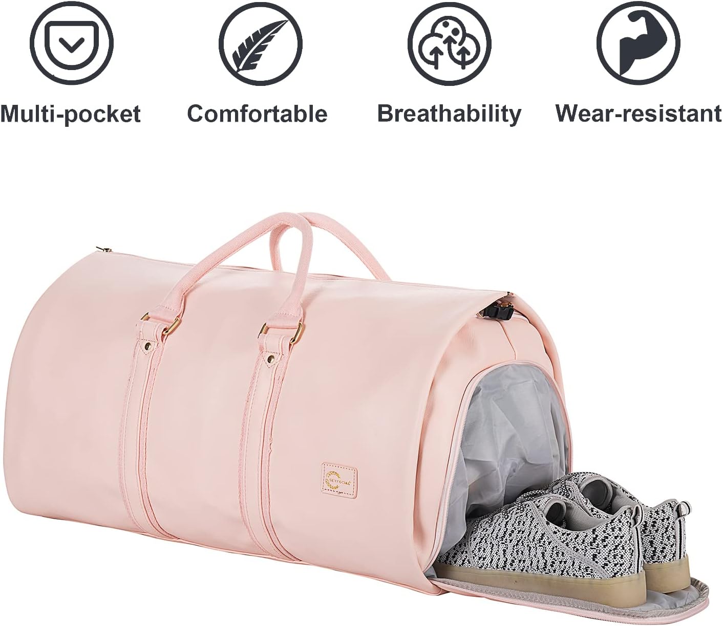 Konvertibel PU-läder Garment Duffel – Carry-On Weekend Resväska
