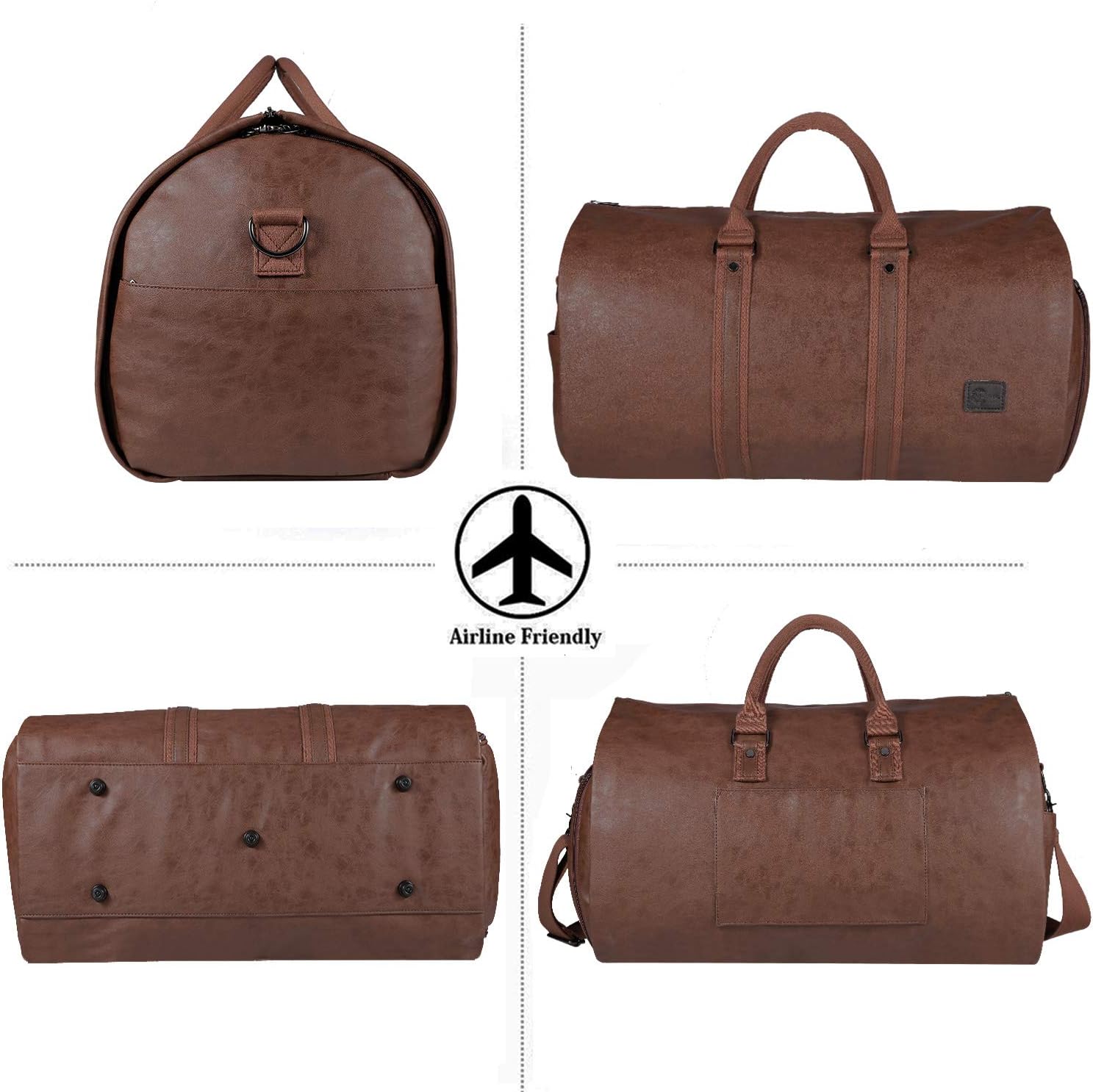 Konvertibel PU-läder Garment Duffel – Carry-On Weekend Resväska