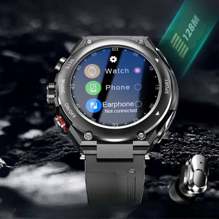 Komplett Smartwatch med Integrerade Trådlösa Hörlurar – AlphaX