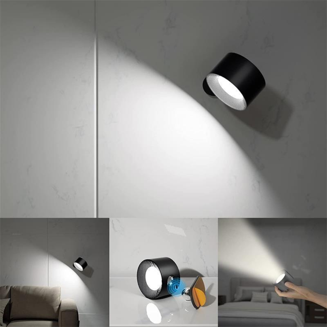 Trådlös 360° Uppladdningsbar LED Vägglampa