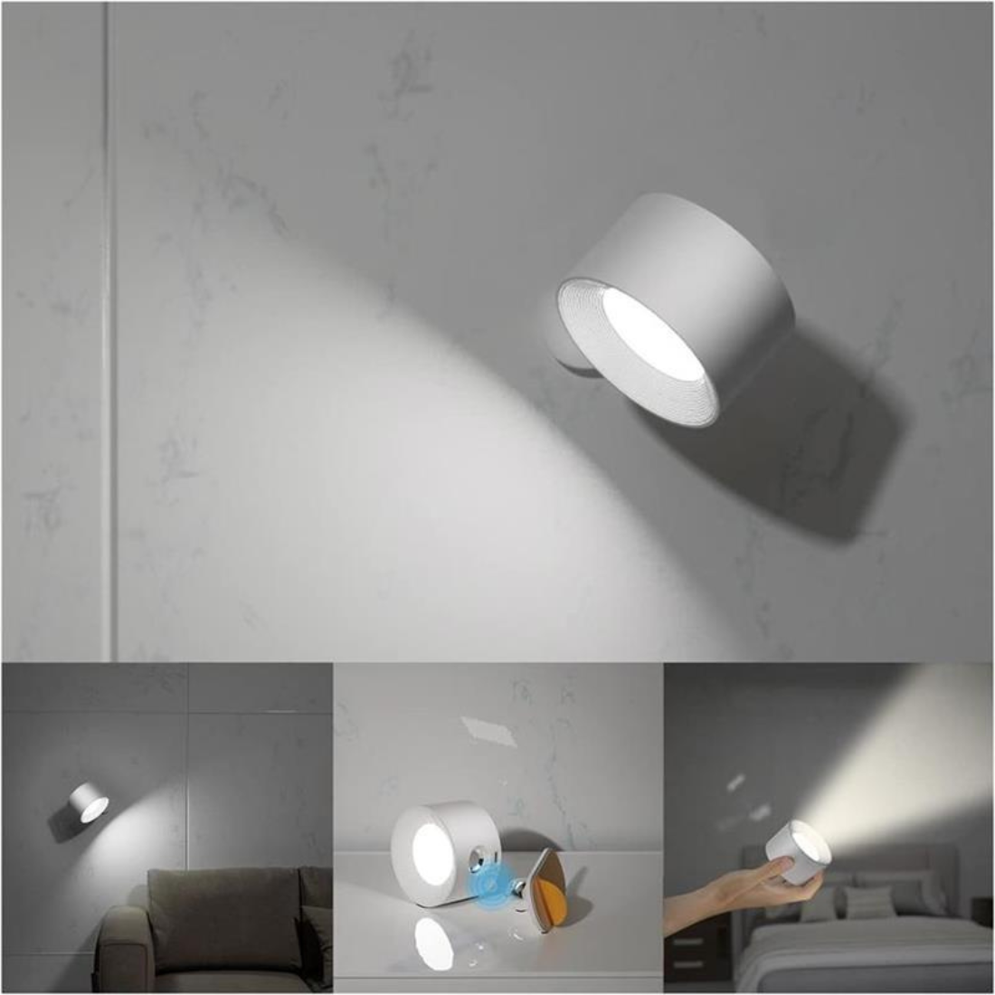 Trådlös 360° Uppladdningsbar LED Vägglampa