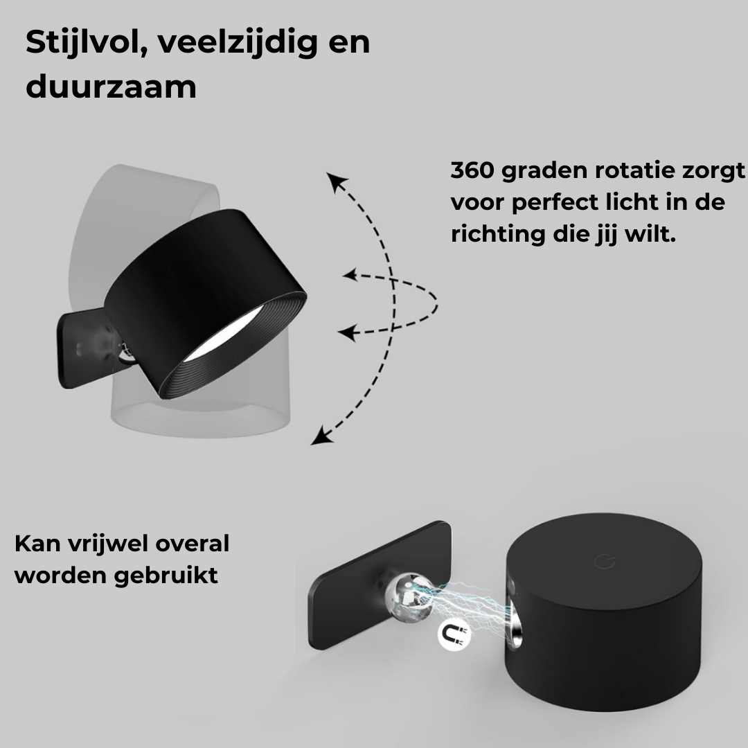 Trådlös 360° Uppladdningsbar LED Vägglampa