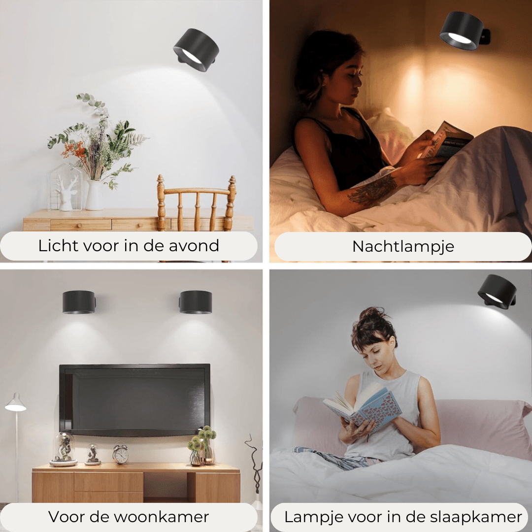 Trådlös 360° Uppladdningsbar LED Vägglampa