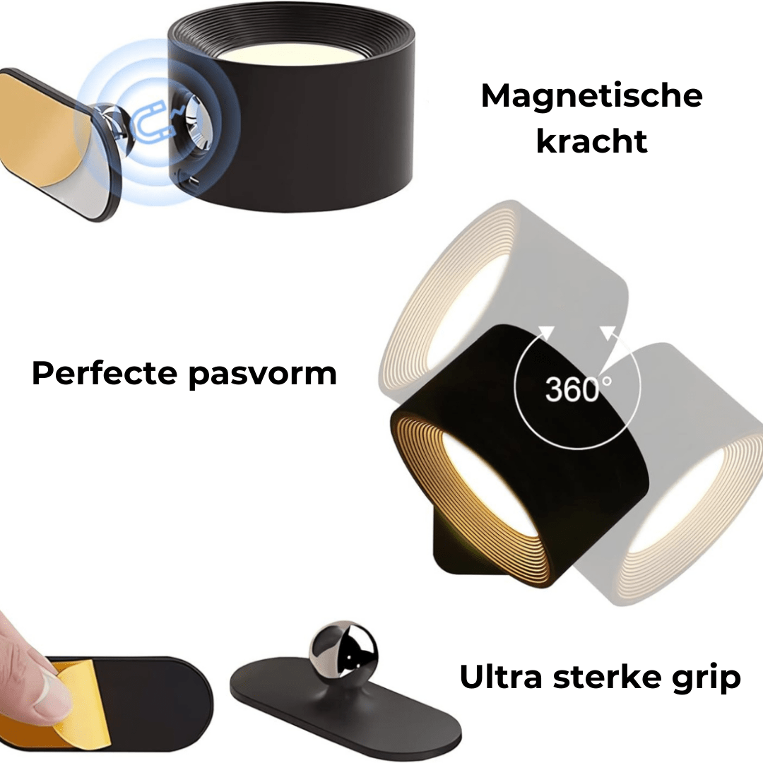 Trådlös 360° Uppladdningsbar LED Vägglampa