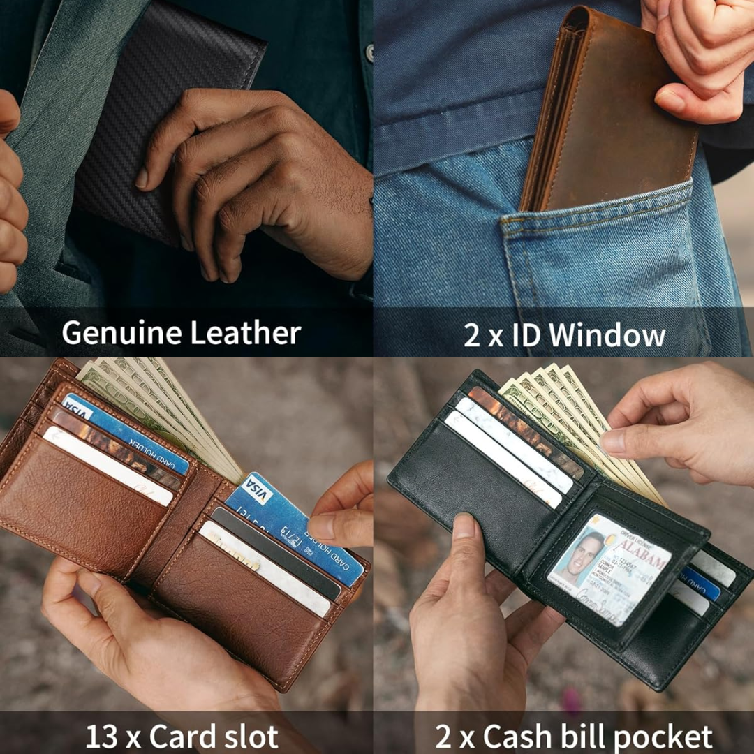Herr Plånbok - Äkta Läder RFID Bifold | StitchCraft