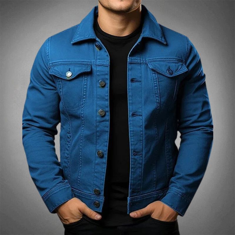 Modern Herr Denim Jacka - Tidlös Design & Stil