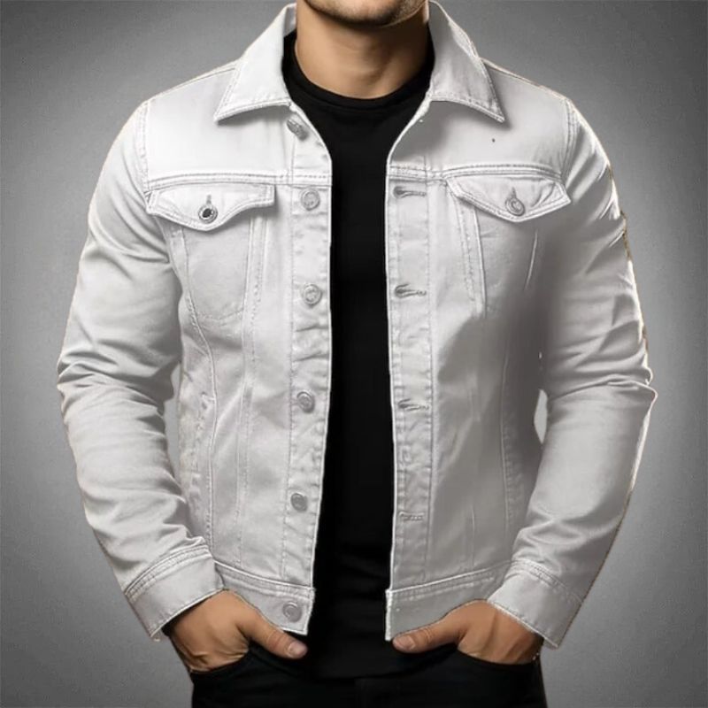 Modern Herr Denim Jacka - Tidlös Design & Stil