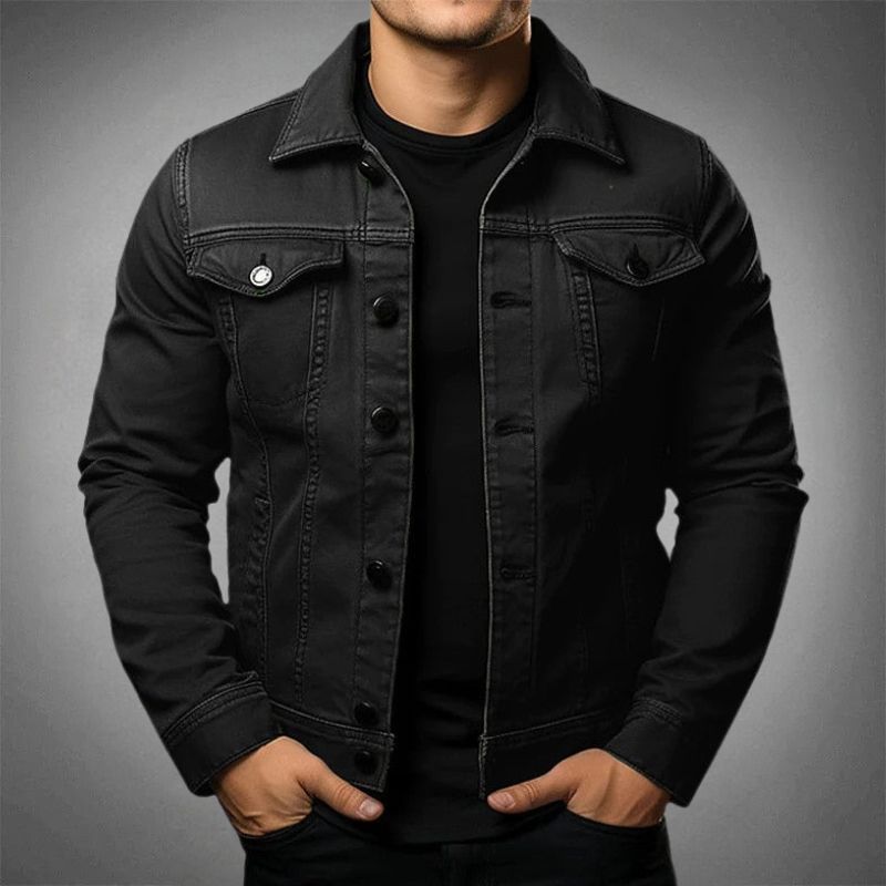 Modern Herr Denim Jacka - Tidlös Design & Stil