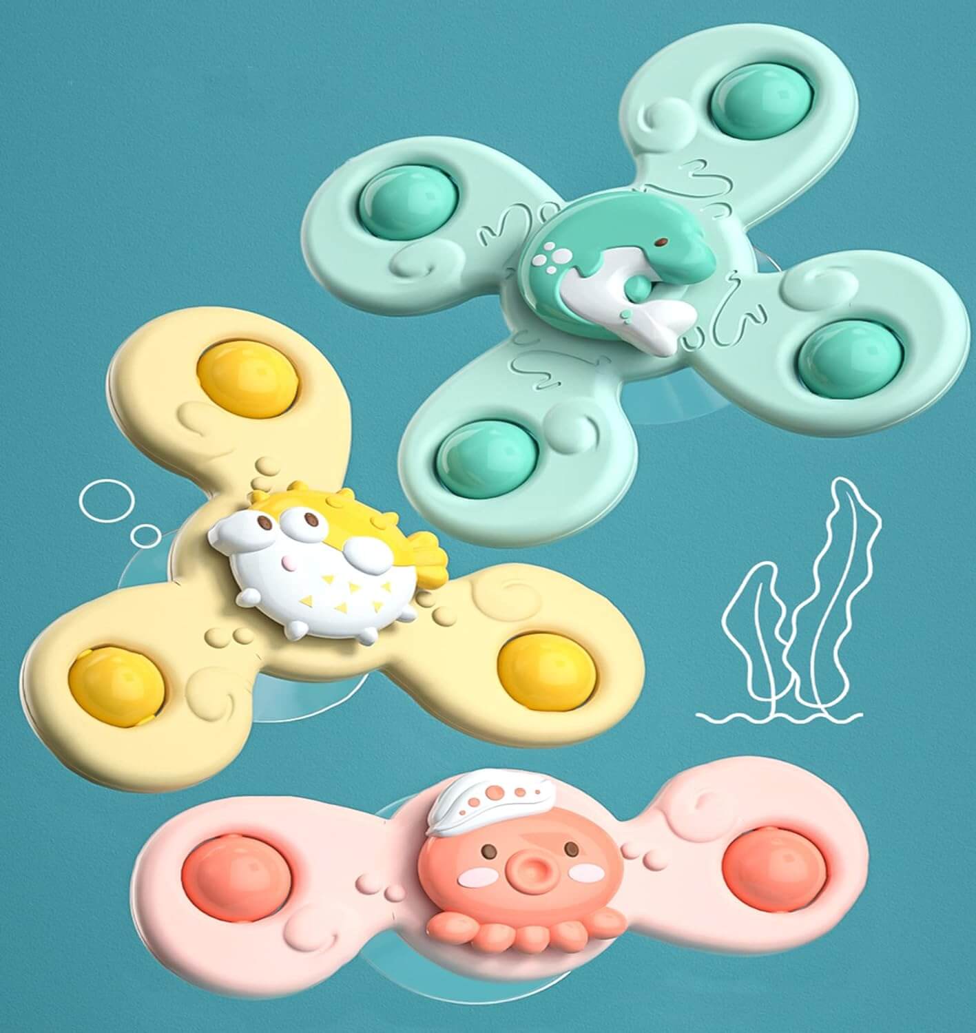 Färgglad Spinning Wheel för Baby med Sugkopp – SpinFun Mini