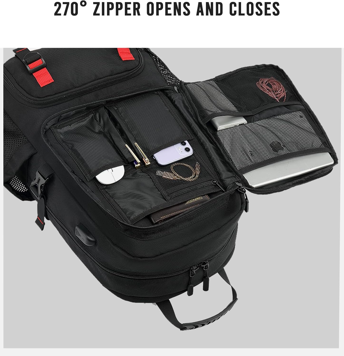 60L Vattentät Reserucksack med USB-port och Skofack