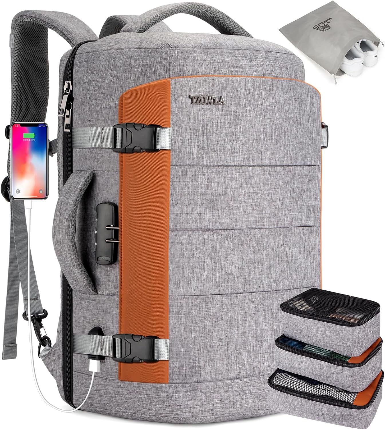 40L Vattentät Reserucksack för Laptop med USB-port och Stöldskydd – AeroPack