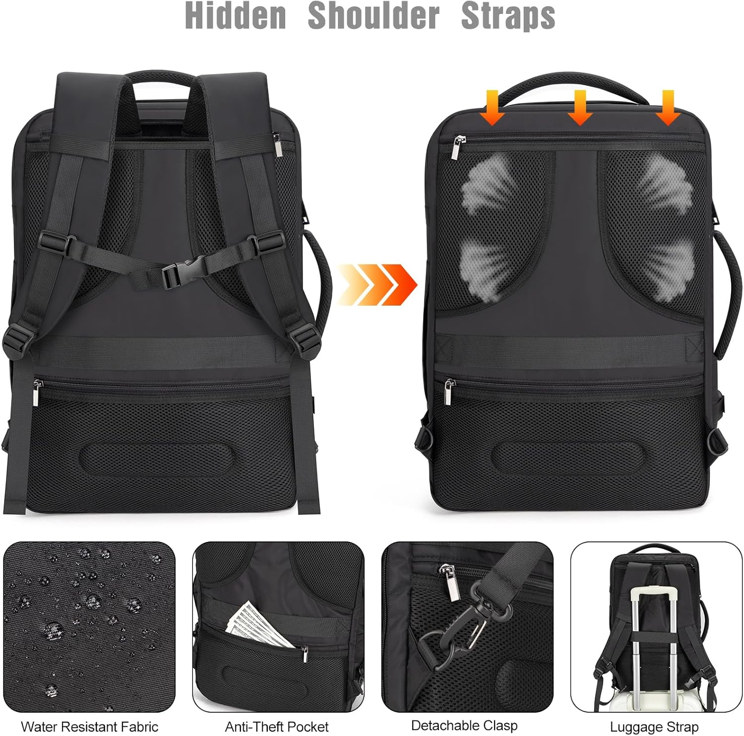40L Vattentät Reserucksack för Laptop med USB-port och Stöldskydd – AeroPack