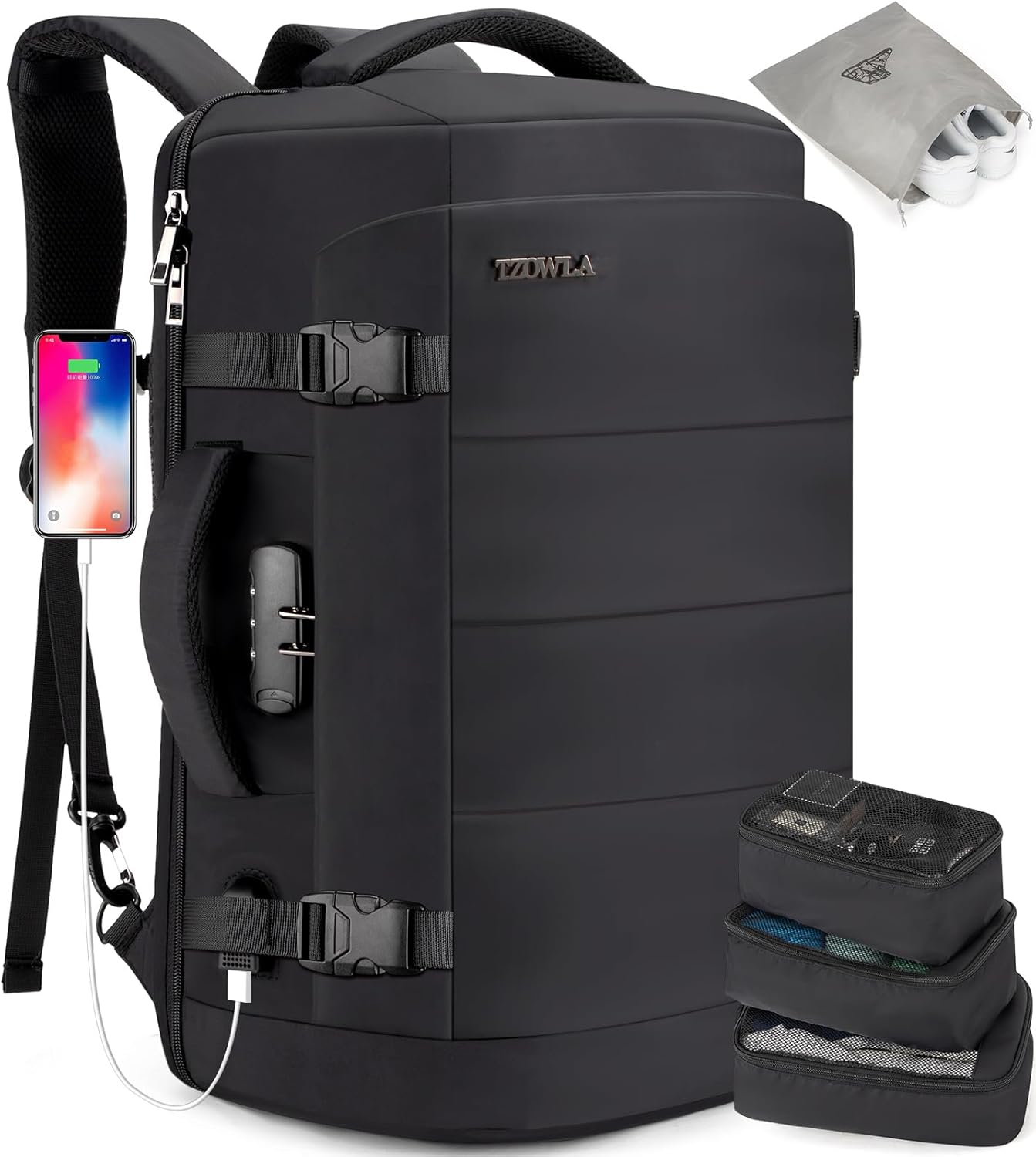 40L Vattentät Reserucksack för Laptop med USB-port och Stöldskydd – AeroPack