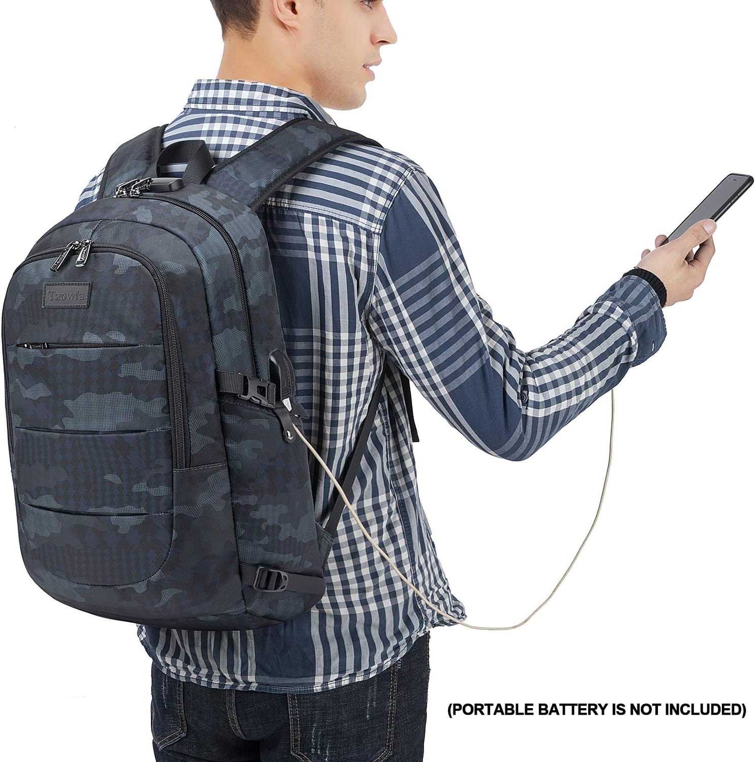 Extra stor anti-tjuv laptop- och rese-ryggsäck med USB-port – 30–50L