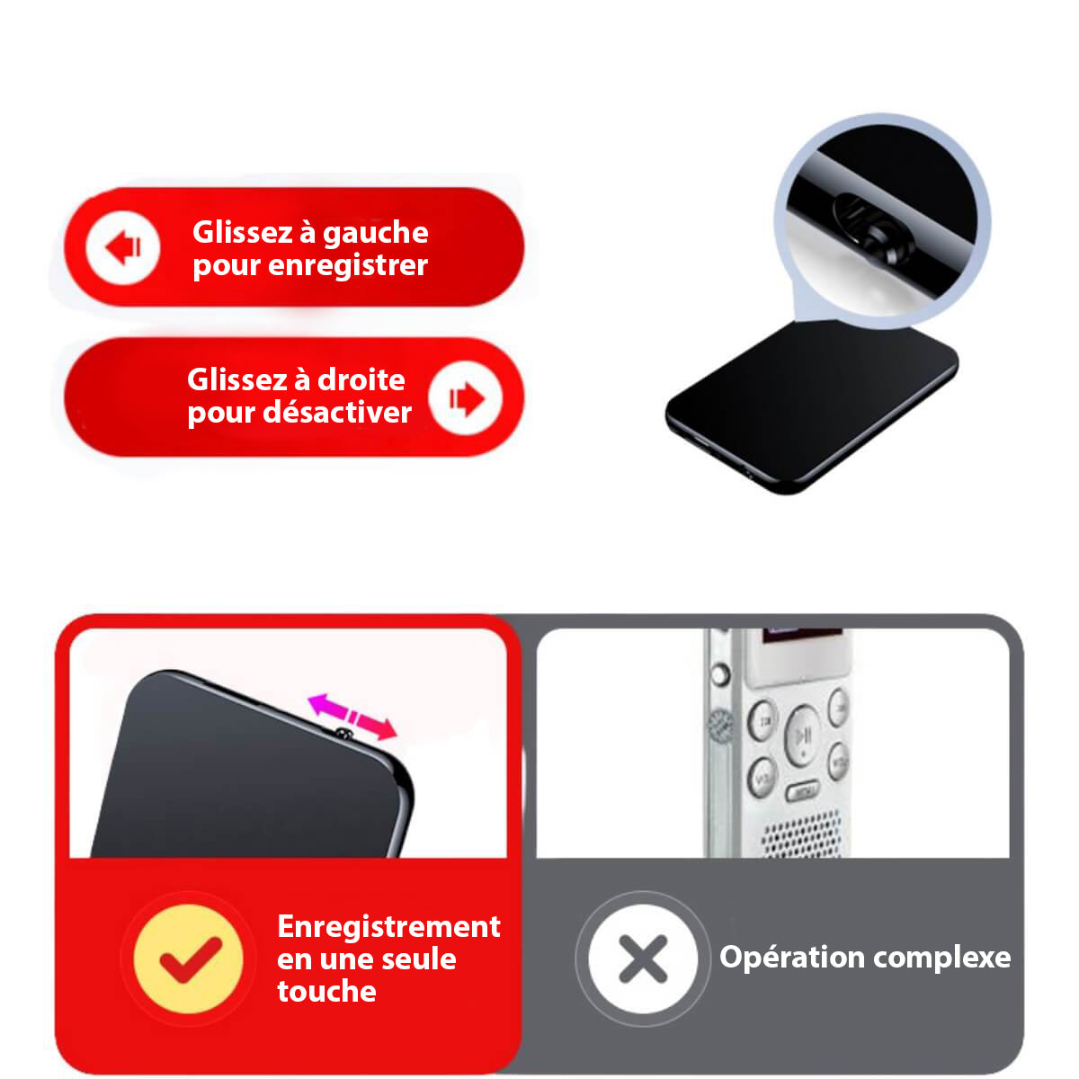 Mini Spion Mikrofon Inspelare - Diskret & Kraftfull Ljud
