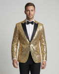 Herreblazer med pailletter og sort revers - skinnende