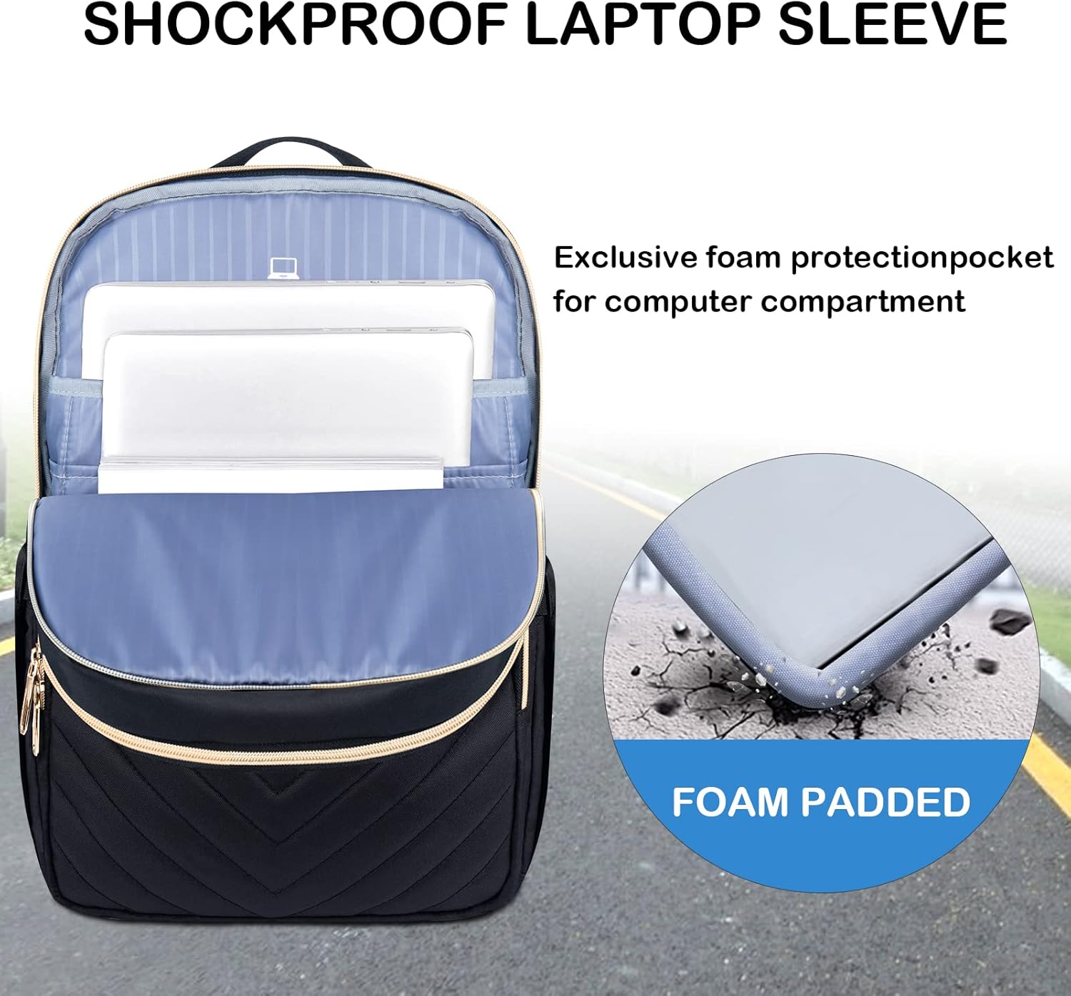 Lättviktig vattentålig laptopryggsäck med USB-port – Kompatibel med 15,6"