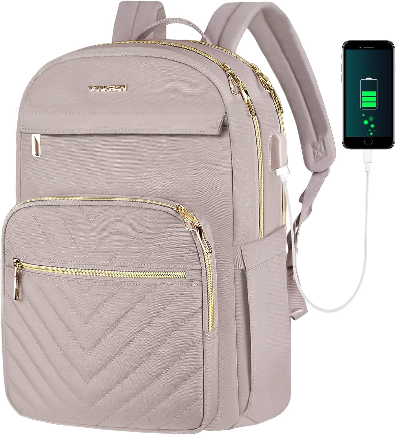 Lättviktig vattentålig laptopryggsäck med USB-port – Kompatibel med 15,6"