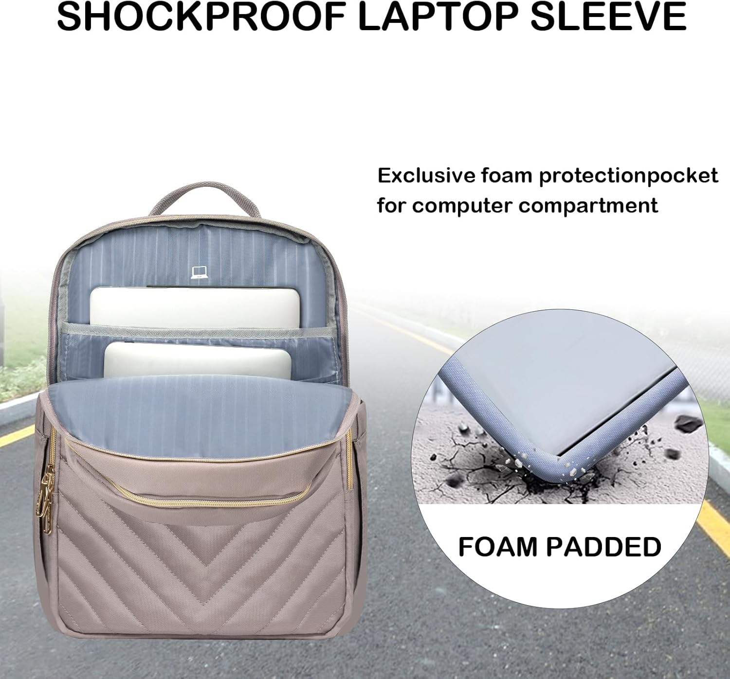 Lättviktig vattentålig laptopryggsäck med USB-port – Kompatibel med 15,6"