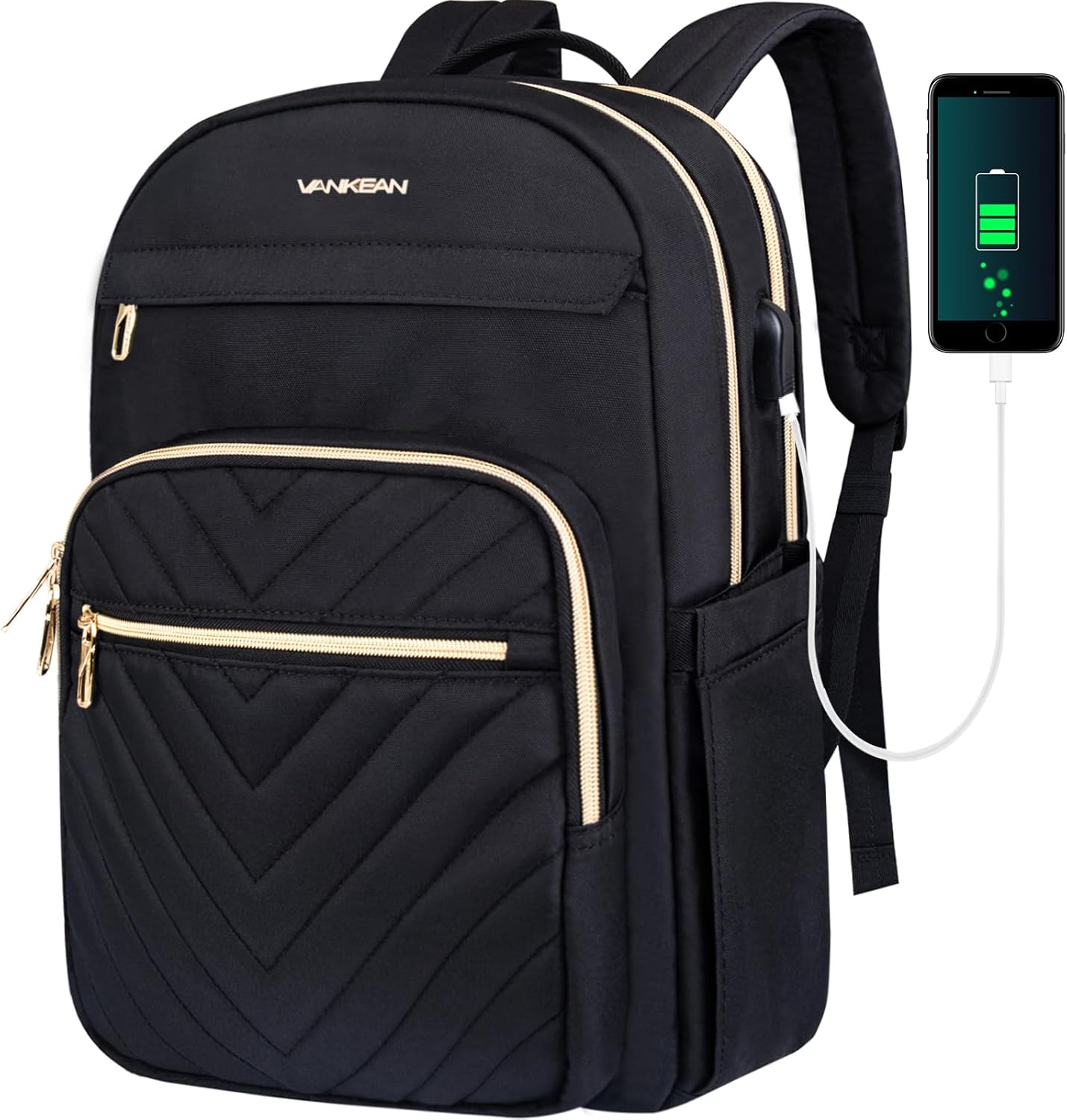 Lättviktig vattentålig laptopryggsäck med USB-port – Kompatibel med 15,6"