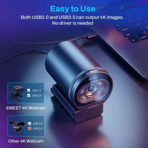 Kristallklar 4K HD-webbkamera – Professionell streamingkvalitet