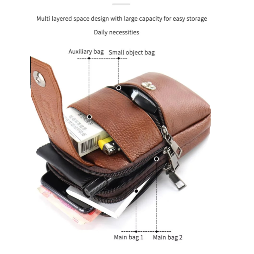 Vintage Herr Crossbody Midjeväska - Läder