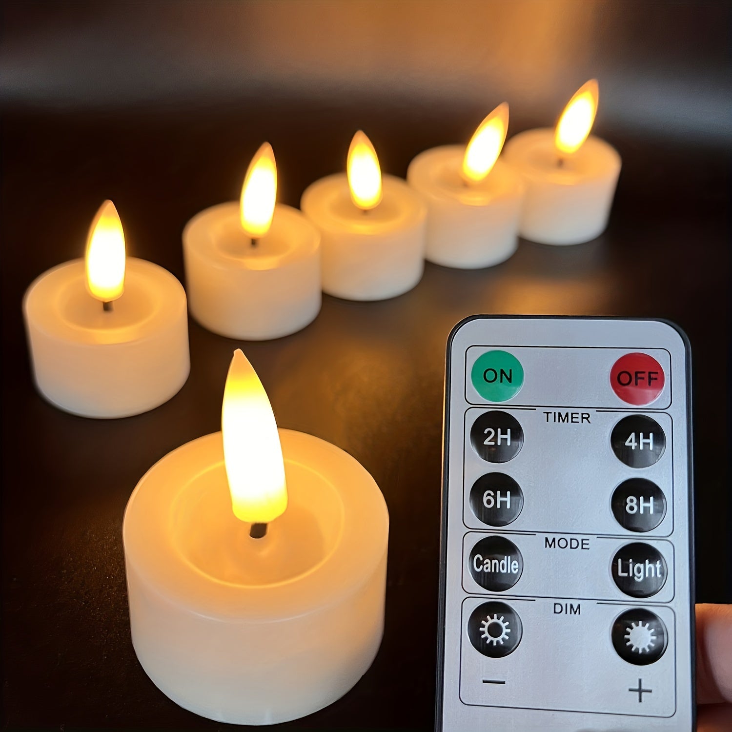 Säker Flamfri Tealightset - Fjärrkontroll & Dimbar Timer