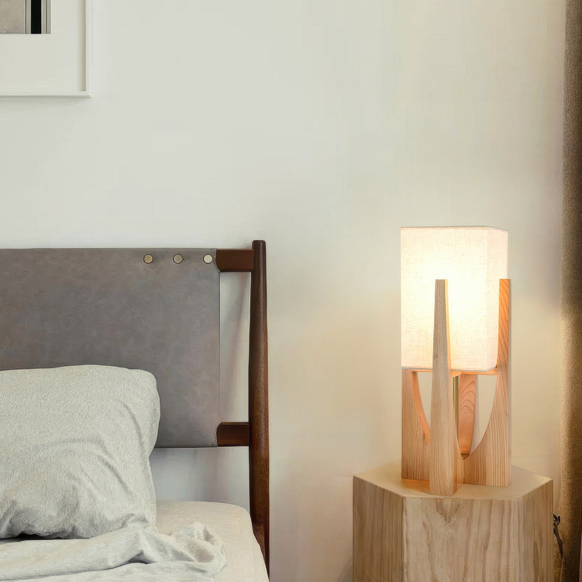Valnötsgolvlampa | Minimalistisk & Stämningsfull