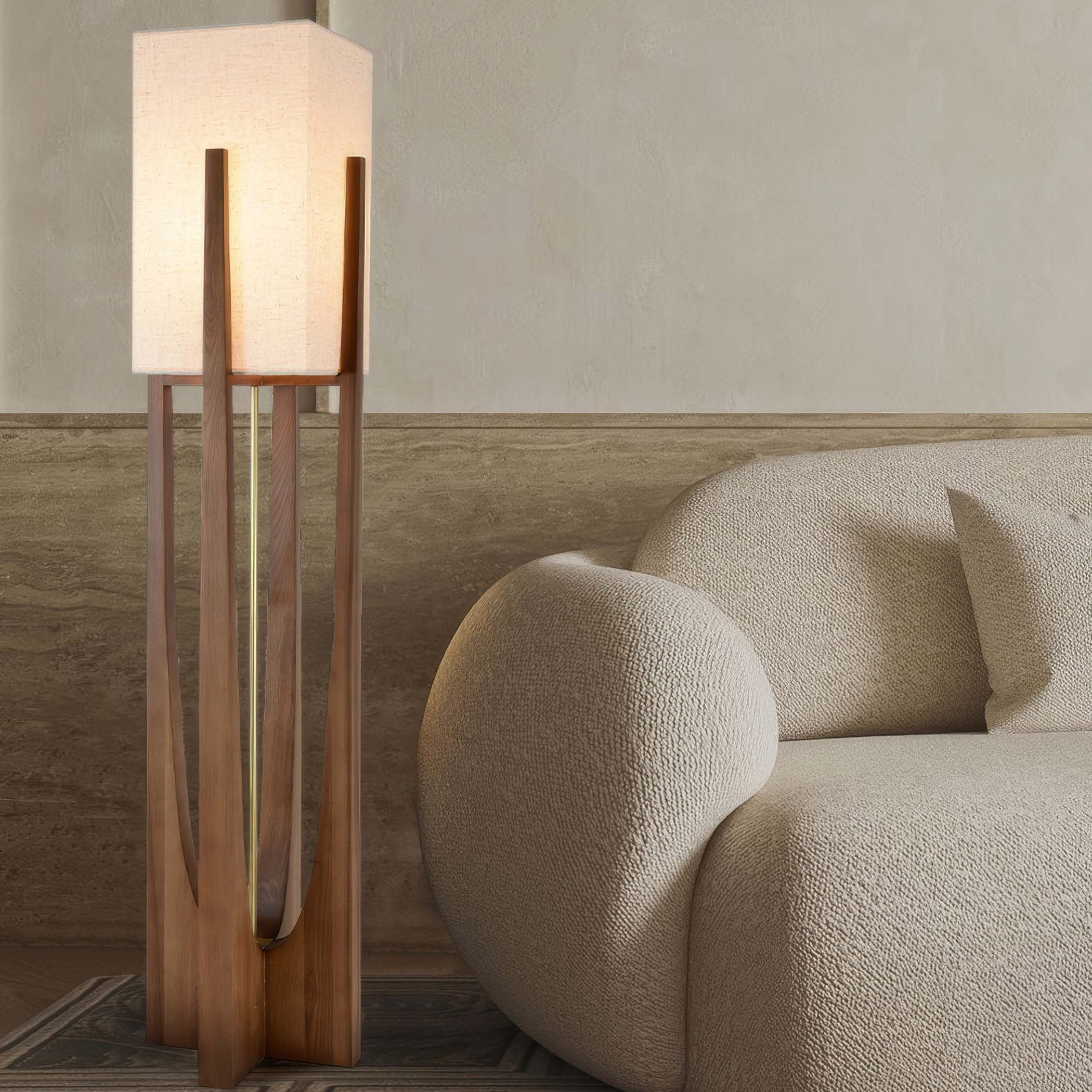 Valnötsgolvlampa | Minimalistisk & Stämningsfull